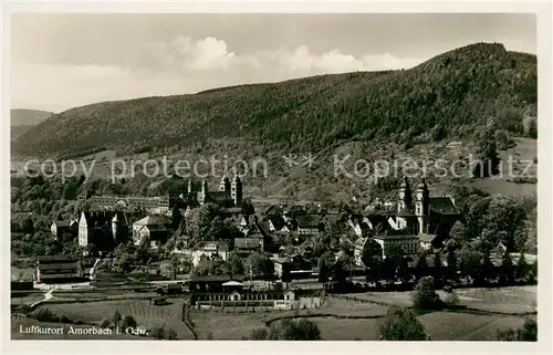 AK / Ansichtskarte Amorbach_Miltenberg Panorama mit Kirchen Luftkurort im Odenwald 