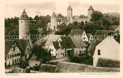 AK / Ansichtskarte Dinkelsbuehl Turm und Mauerpartie beim Muckenbruennle Dinkelsbuehl