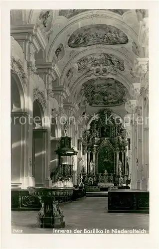 AK / Ansichtskarte Niederalteich_Donau Inneres der Basilika Kanzel Altar Deckengemaelde Niederalteich Donau