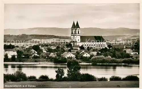 AK / Ansichtskarte Niederalteich_Donau Blick ueber die Donau zur Kirche Niederalteich Donau