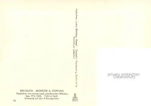 AK / Ansichtskarte Breisach_Rhein St Stephans Muenster Hochaltar mit 4 Evangelisten Breisach Rhein