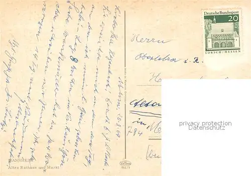 AK / Ansichtskarte Mannheim Altes Rathaus und Markt Mannheim