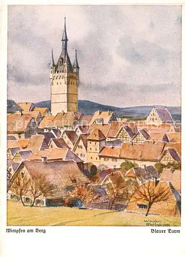 AK / Ansichtskarte Wimpfen Blauer Turm Kuenstlerkarte Wimpfen