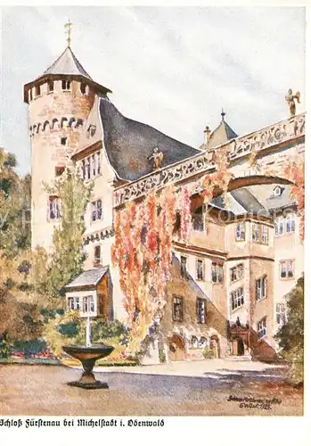 AK / Ansichtskarte Michelstadt Schloss Fuerstenau Kuenstlerkarte Michelstadt