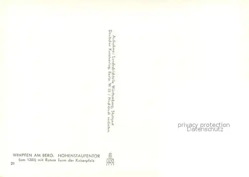 AK / Ansichtskarte Wimpfen Hohenstaufentor mit Rotem Turm der Kaiserpfalz Wimpfen