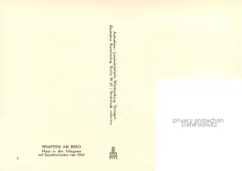 AK / Ansichtskarte Wimpfen Haus in der Salzgasse mit Sandsteinerker Wimpfen