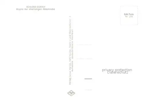 AK / Ansichtskarte Corvey Schloss Corvey Krypta der ehem Abteikirche Corvey