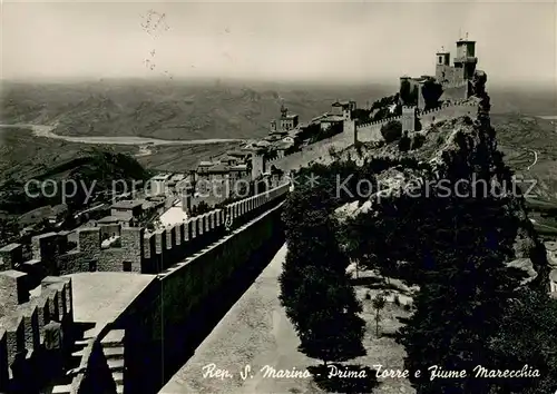 AK / Ansichtskarte San_Marino_Repubblica Prima Torre e Fiume Marecchia San_Marino_Repubblica