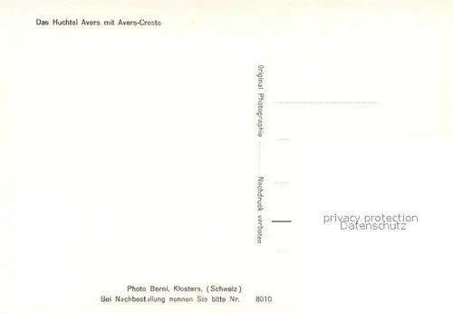 AK / Ansichtskarte Avers_GR Das Huchtal mit Avers Cresta Avers_GR