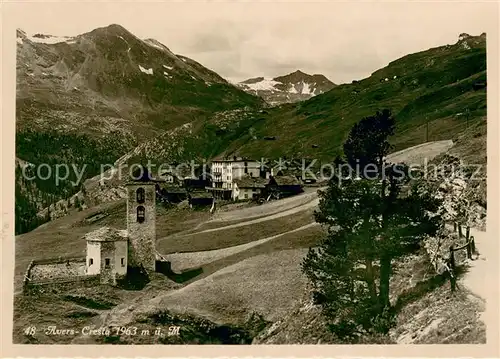 AK / Ansichtskarte Cresta_Avers Panorama mit Kirche Cresta_Avers