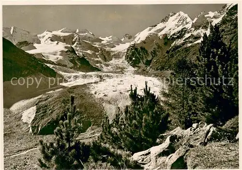 AK / Ansichtskarte Morteratschgletscher mit Piz Palue Bellavista und Piz Bernina Morteratschgletscher