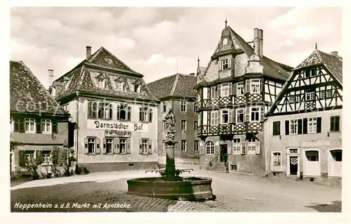 AK / Ansichtskarte Heppenheim_Bergstrasse Markt Apotheke Darmstaedter Hof  Heppenheim_Bergstrasse