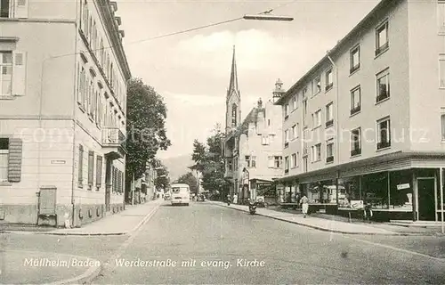 AK / Ansichtskarte Muellheim_Baden Werderstrasse Evangelische Kirche  Muellheim_Baden