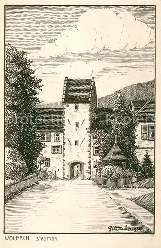 AK / Ansichtskarte Wolfach Stadttor Zeichnung G. Straub  Wolfach