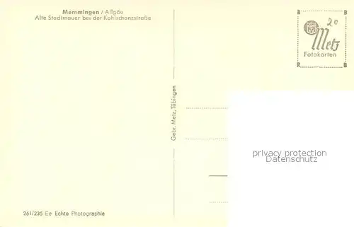 AK / Ansichtskarte Memmingen Alte Stadtmauer Kohlschanzstrasse  Memmingen