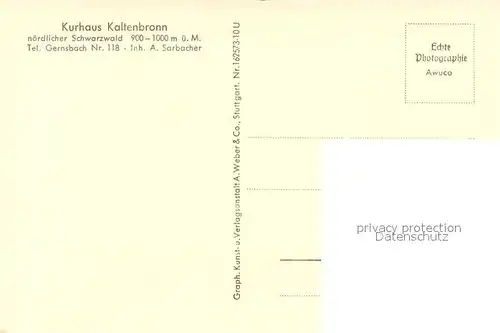 AK / Ansichtskarte Gernsbach Kurhaus Kaltenbronn Gernsbach