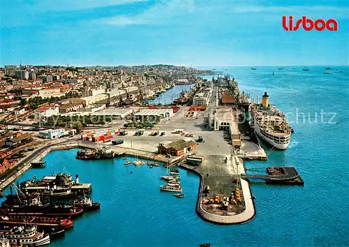 AK / Ansichtskarte Lisboa Porto comercial Fliegeraufnahme Lisboa
