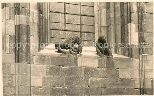 AK / Ansichtskarte Worms_Rhein Figuren aus Stein an den Fenstern des Doms Worms Rhein