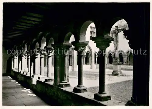 AK / Ansichtskarte Aschaffenburg_Main Stiftskirche Spaetromanischer Kreuzgang Inri Kreuz Aschaffenburg Main