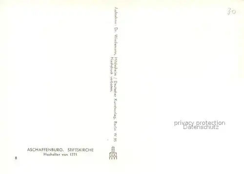 AK / Ansichtskarte Aschaffenburg_Main Stiftskirche Hochaltar 18. Jhdt. Aschaffenburg Main