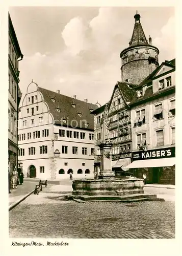 AK / Ansichtskarte Kitzingen_Main Marktplatz Brunnen Altstadt Kitzingen Main