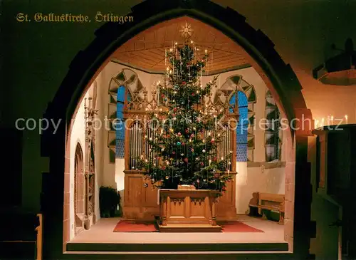 AK / Ansichtskarte oetlingen_Weil_Rhein St. Galluskirche Christbaum Innenansicht oetlingen_Weil_Rhein