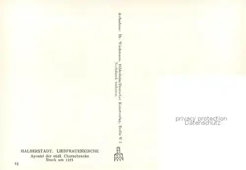 AK / Ansichtskarte Halberstadt Liebfrauenkirche Apostel der suedl Chorschranke Halberstadt