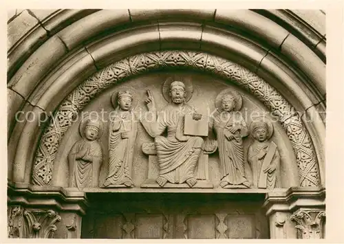 AK / Ansichtskarte Gelnhausen Marienkirche Bogenfeld des Nordportals Christus thronend zwischen Maria und Johannes Ev Gelnhausen