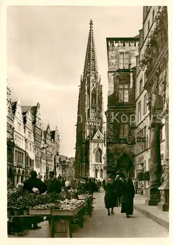 AK / Ansichtskarte Muenster_Westfalen Prinzipalmarkt mit Lambertikirche Muenster_Westfalen