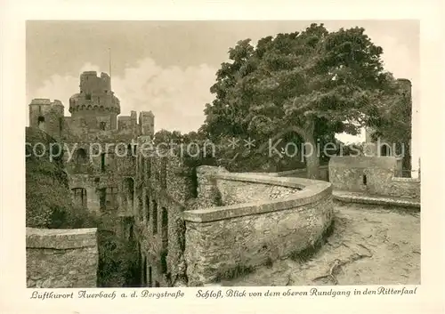 AK / Ansichtskarte Auerbach_Bergstrasse Schloss Blick vom oberen Rundgang in den Rittersaal Auerbach_Bergstrasse