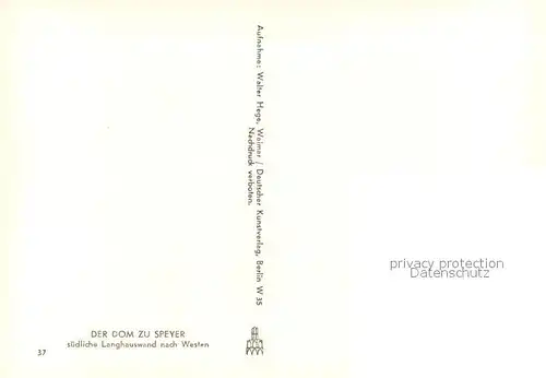 AK / Ansichtskarte Speyer_Rhein Dom Suedl Langhauswand nach Westen Speyer Rhein