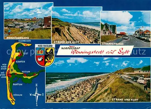 AK / Ansichtskarte Wenningstedt_Sylt Norduebergang Strand und Kliff Strandstrasse  Wenningstedt_Sylt