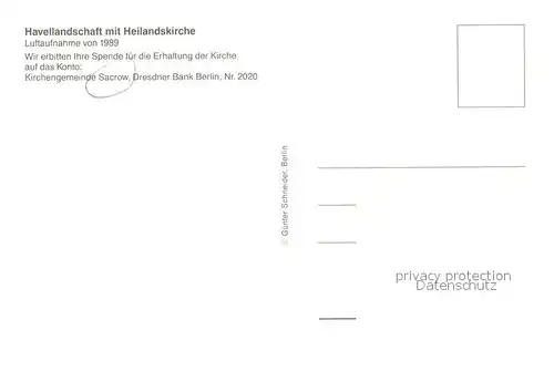 AK / Ansichtskarte Sacrow_Potsdam Havellandschaft mit Heilandskirche Fliegeraufnahme Sacrow Potsdam