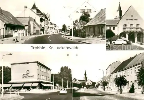AK / Ansichtskarte Trebbin Bahnhofstrasse Rathaus Konsum Treffpunkt Berliner Strasse Trebbin