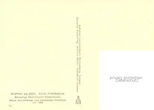 AK / Ansichtskarte Wimpfen Kath Pfarrkirche Ehem Dominikaner Klosterkirche Maria und Johannes vom ehem Hochaltar Wimpfen
