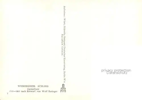 AK / Ansichtskarte Weikersheim Schloss Gartenfront Weikersheim
