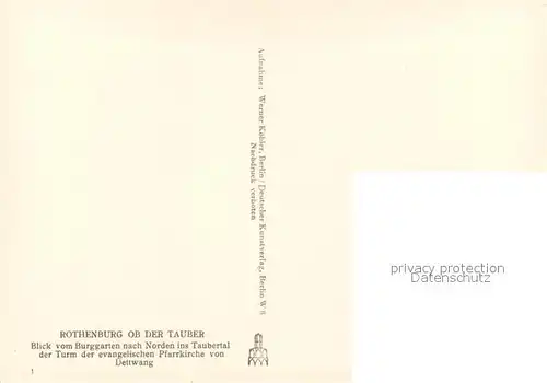 AK / Ansichtskarte Rothenburg_Tauber Panorama Taubertal Turm der ev Pfarrkirche von Dettwang Rothenburg Tauber