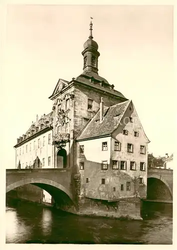 AK / Ansichtskarte Bamberg Neues Rathaus auf der Regnitzinsel Brueckenturm Bamberg