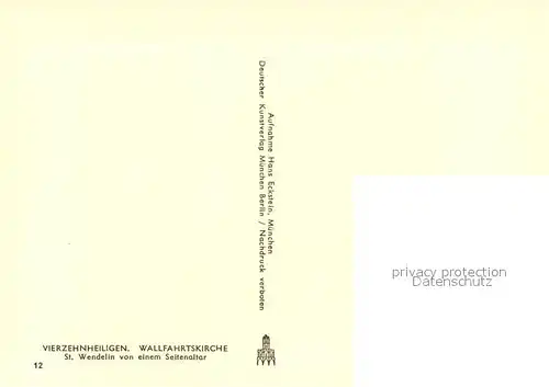 AK / Ansichtskarte Vierzehnheiligen Wallfahrtskirche St Wendelin vom Seitenaltar Vierzehnheiligen