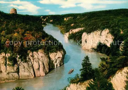 AK / Ansichtskarte Kelheim Donaudurchbruch bei Kloster Weltenburg mit Befreiungshalle Fliegeraufnahme Kelheim