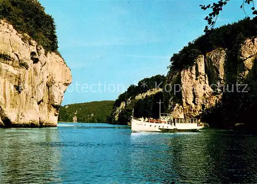 AK / Ansichtskarte Weltenburg_Kelheim Donaudurchbruch Fahrgastschiff Weltenburg Kelheim