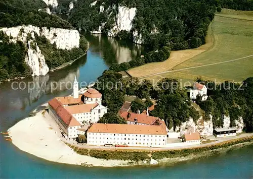 AK / Ansichtskarte Kelheim Kloster Weltenburg mit Donaudurchbruch Fliegeraufnahme Kelheim