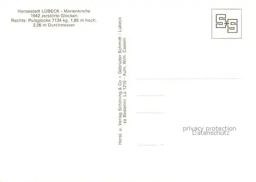 AK / Ansichtskarte Luebeck 1942 zerstoerte Glocken in der Marienkirche Pulsglocke Luebeck