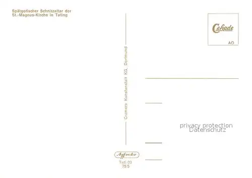 AK / Ansichtskarte Tating_Eiderstedt Spaetgotischer Schnitzaltar der St Magnus Kirche Tating_Eiderstedt