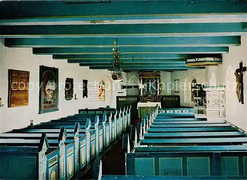 AK / Ansichtskarte Hallig_Hooge Kircheninneres Gemeindegestuehl Kanzel Hallig Hooge