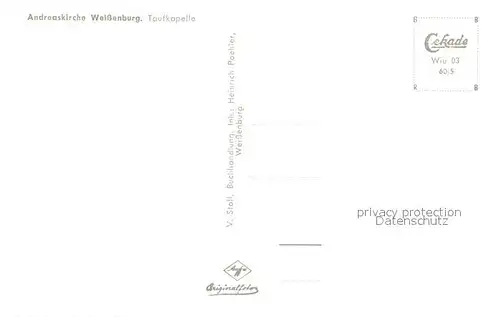 AK / Ansichtskarte Weissenburg_Bayern Andreaskirche Taufkapelle Weissenburg Bayern