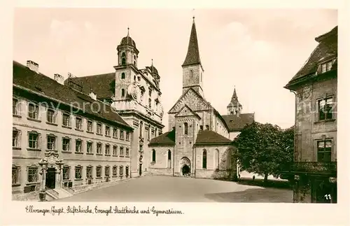 AK / Ansichtskarte Ellwangen_Jagst Stiftskirche und Gymnasium Ellwangen_Jagst