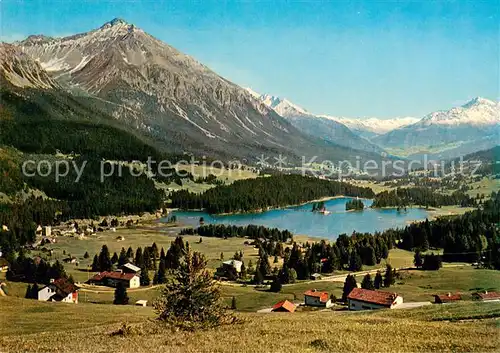 AK / Ansichtskarte Valbella_Lenzerheide Heidsee mit Lenzerhorn und Oberhalbsteinerbergen Valbella_Lenzerheide