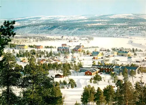 AK / Ansichtskarte Karasjok The inn with the scools beyond River Karasjokka Karasjok