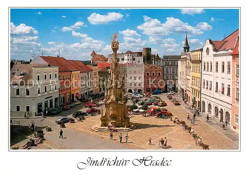 AK / Ansichtskarte Jindrichuv_Hradec Stadtplatz mit Bildersaeule der hl Dreifaltigkeit Jindrichuv Hradec